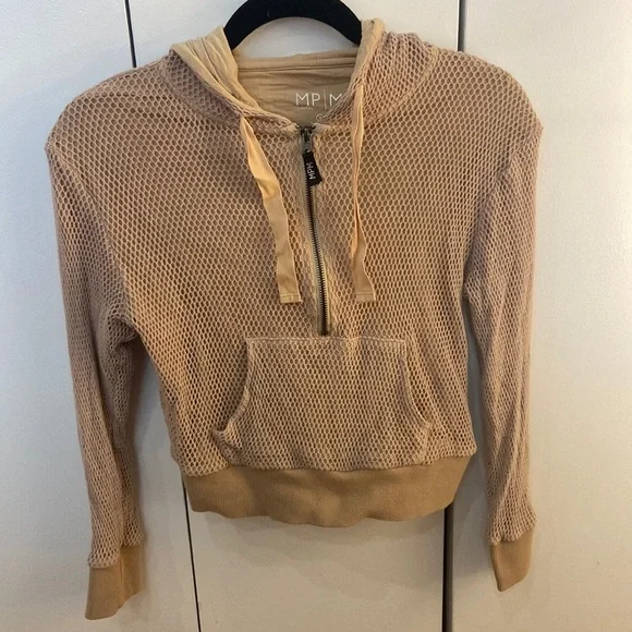 Minkpink knit net cropped hoodie - Picture 3 of 5